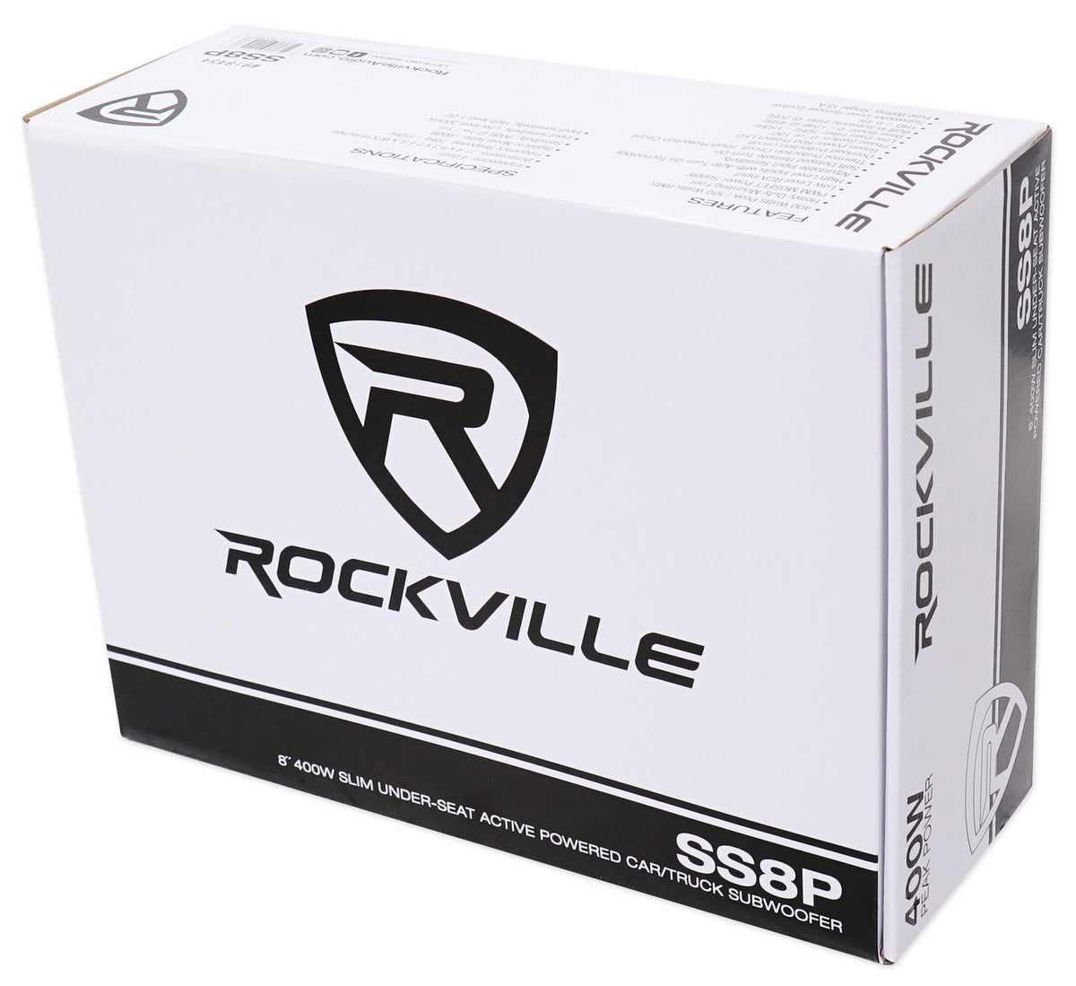 Rockville SS8P 400 Watt Slim Under-Seat Powered Car/Truck Subwoofer Sub+Amp Kit