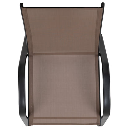 Flash Furniture 5 Pack Brazos Series Brown Outdoor Stack Chair with Flex Comfort Material and Metal Frame