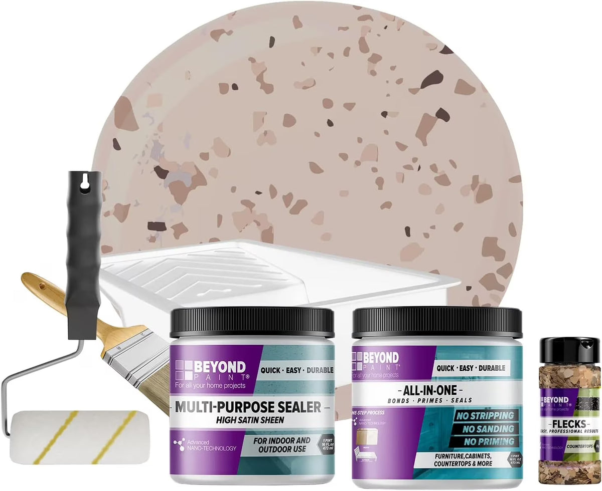 Beyond Paint Countertop Makeover Kit with Paint, Sealer, Flecks and Tools for Countertops, Bright White
