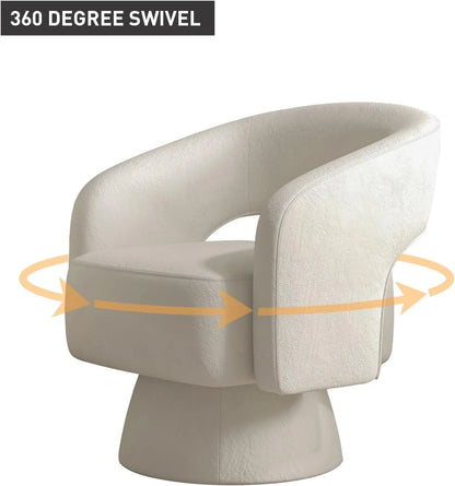 Bonzy Home 360° Swivel Barrel Chair, Velvet Accent Armchair for Living Room, Bedroom & Office, Gray