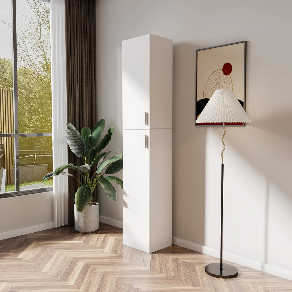 Slim Tall Storage Cabinet,Pantry Cabinet with Doors Shelves Small Space for Kitchen Living Room Bathroom