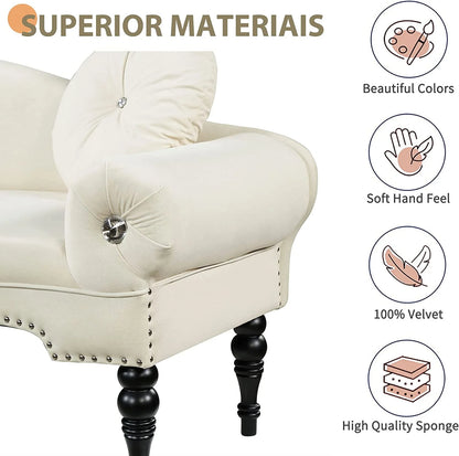 Sumdeal 43.5" Storage Ottoman Bench with 250lb Seating, Linen Upholstered Wood Legs Safety Hinge Flip Top Oval Foot Rest Long Stool for Sofa Couch Bedroom End of Bed Living Room Entryway, White