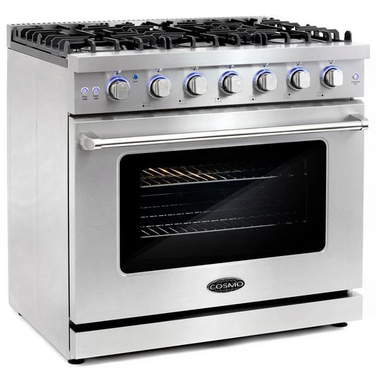 Cosmo 36 Inch 6 Cubic Foot Gas Range Convection Oven with 6 Italian Burners