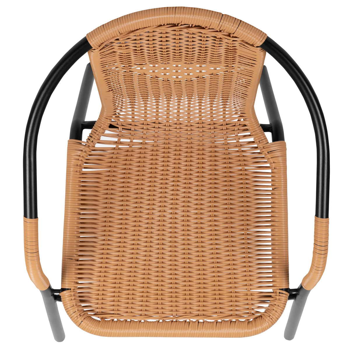 Emma + Oliver Indoor/Outdoor Stacking Rattan Restaurant Patio Chairs, Set of 2, Gray