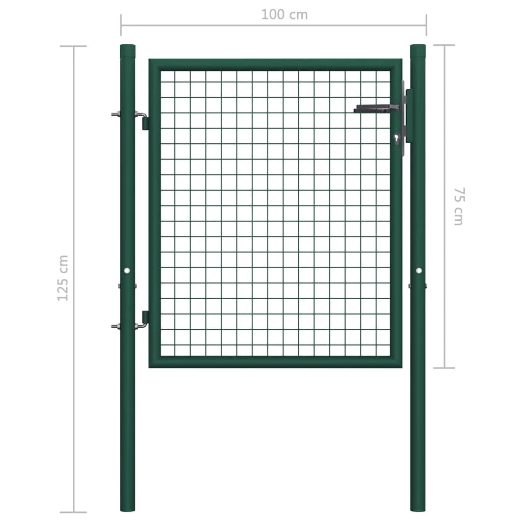 vidaXL Fence Gate Metal Fence Post Garden Gate for Outdoor Patio Steel Green