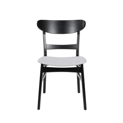 GDFSTUDIO Mid Century Modern Fabric Upholstered Rubberwood Dining Chairs, Set of 2, Dark Gray and Walnut