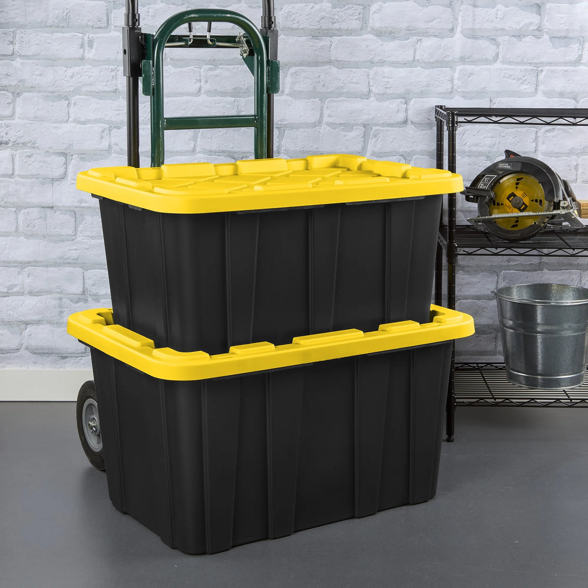 Sterilite 17 Gal Industrial Stackable Storage Tote Lidded Container, 6 Pack
