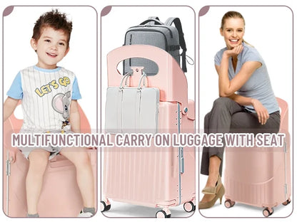 Fridtrip 20 Inch Carry On TSA Lock Luggage with for Kids& Adult,Lockable Spinner Wheels Free Luggage Cover and Safety Seatbelt Travel Suitcase