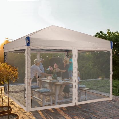 Aoodor 12'x12' Pop Up Canopy with Removable Mesh Sidewalls, Outdoor Portable Instant Shelter Tent-Black