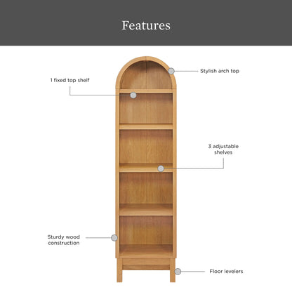 Better Homes & Gardens Juliet Narrow Arch Bookcase, Rich Black and Light Honey