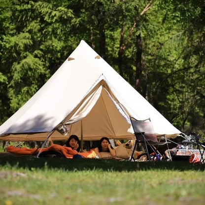 Outdoor Waterproof Family Camping Cotton Canvas Bell Tent Luxury Glamping Yurt Diameter 4M (13.1FT)
