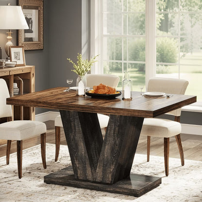 Finmind 47-inch Dining Table for 4 to 6, Farmhouse Wood Kitchen Table for Dining Room, White