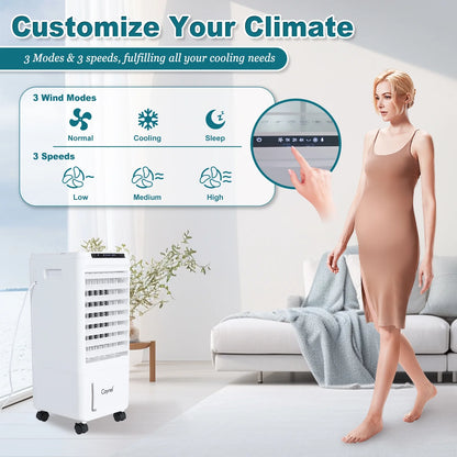 CAYNEL Evaporative Air Cooler, Portable Air Conditioners w/7H Timer for Auto-Off,1.85-Gal Tank Windowless Air Conditioner,Swamp Cooler Air Conditioner for Room Bedroom Outdoor Indoor