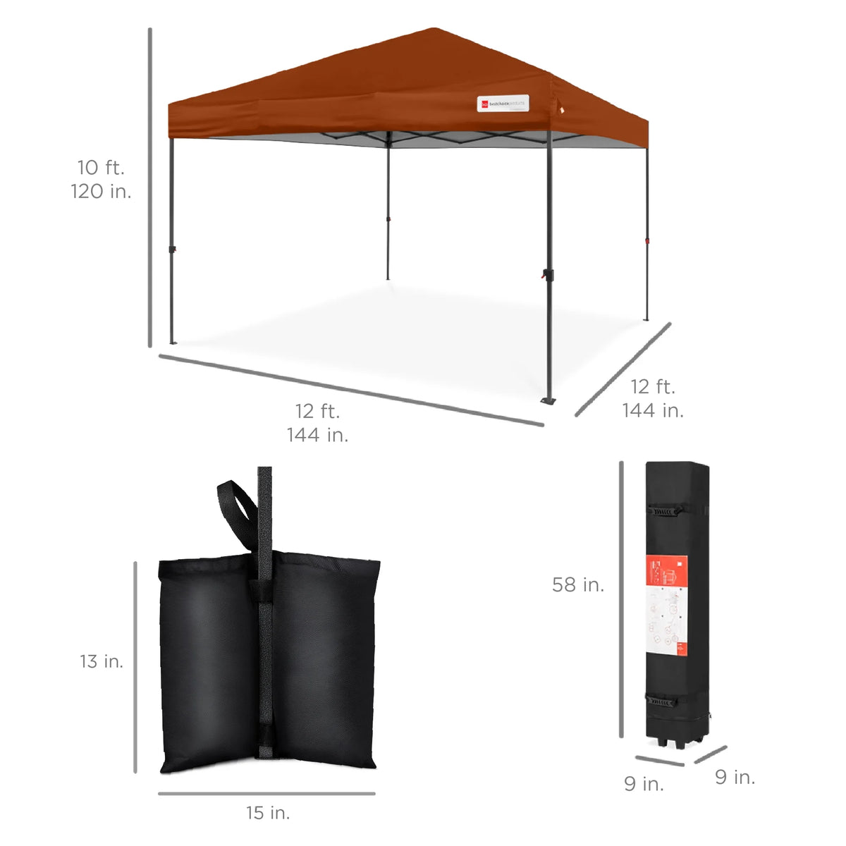 Best Choice Products 12x12ft Easy Setup Pop Up Canopy w/ 1-Button Setup, Wheeled Case, 4 Weight Bags - Navy Blue
