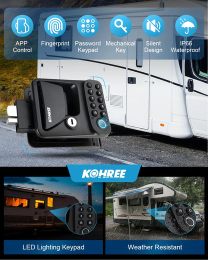 Kohree RV Door Lock Keyless Entry, RV Door Locks Replacement with Keypad and Remote for Trailer Camper RV Travel Trailer Door Latch