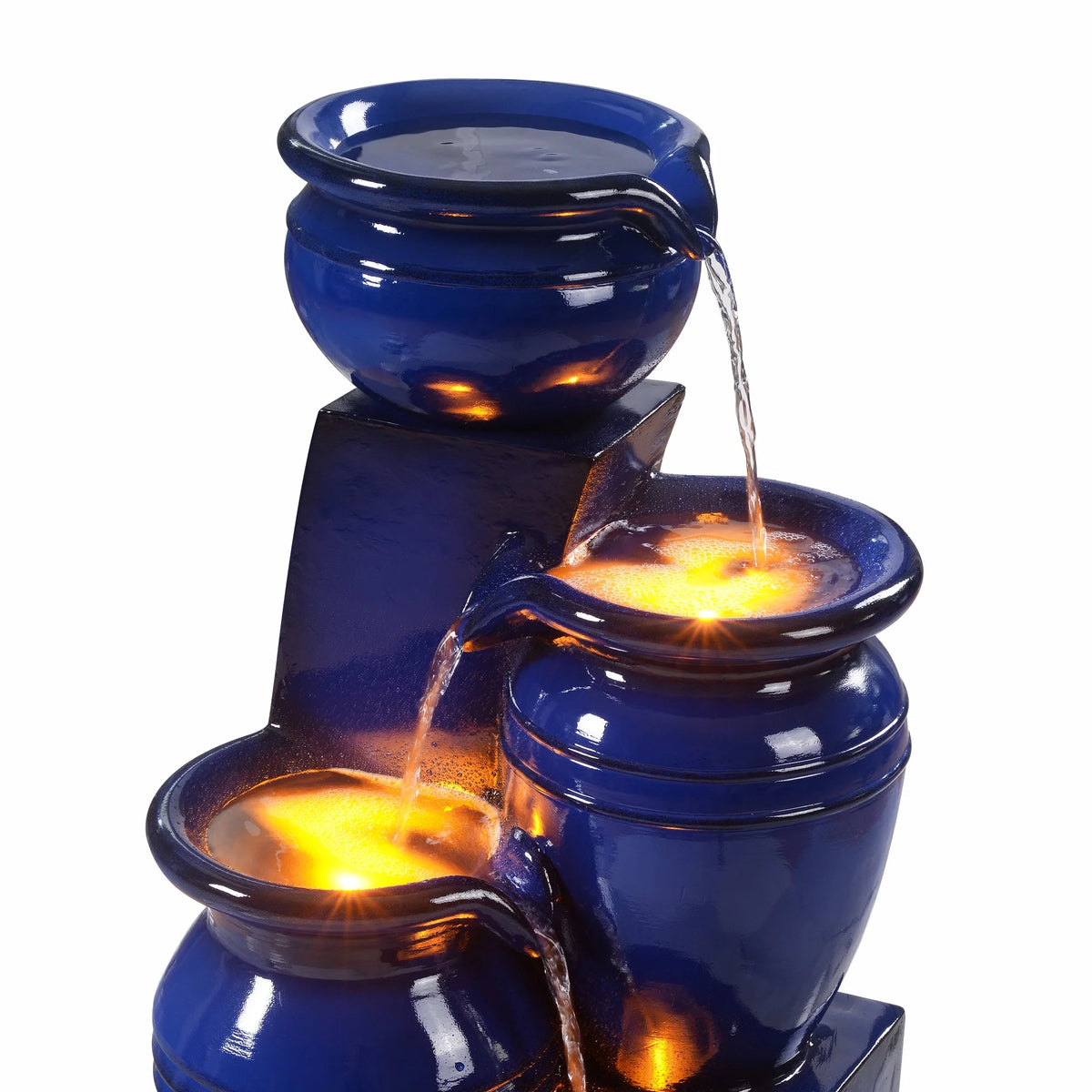 Teamson Home 28.74" Solar Water Fountain with LED Lights, Navy