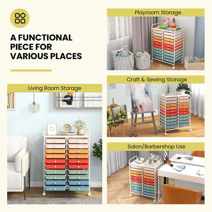 Gymax Office Rolling Cart 20 Storage Drawers Scrapbook Paper Studio Organizer Mutlicolor