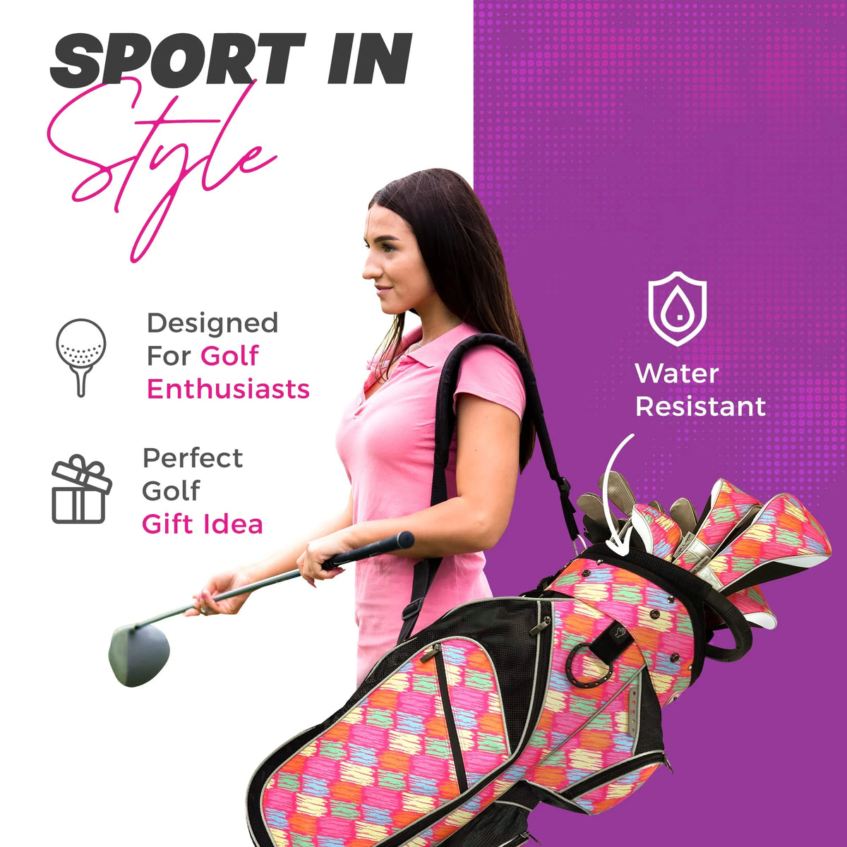 Womens Golf - Taboo Fashions 14 Way Lightweight Ladies Cart Bag (Posh Pink)
