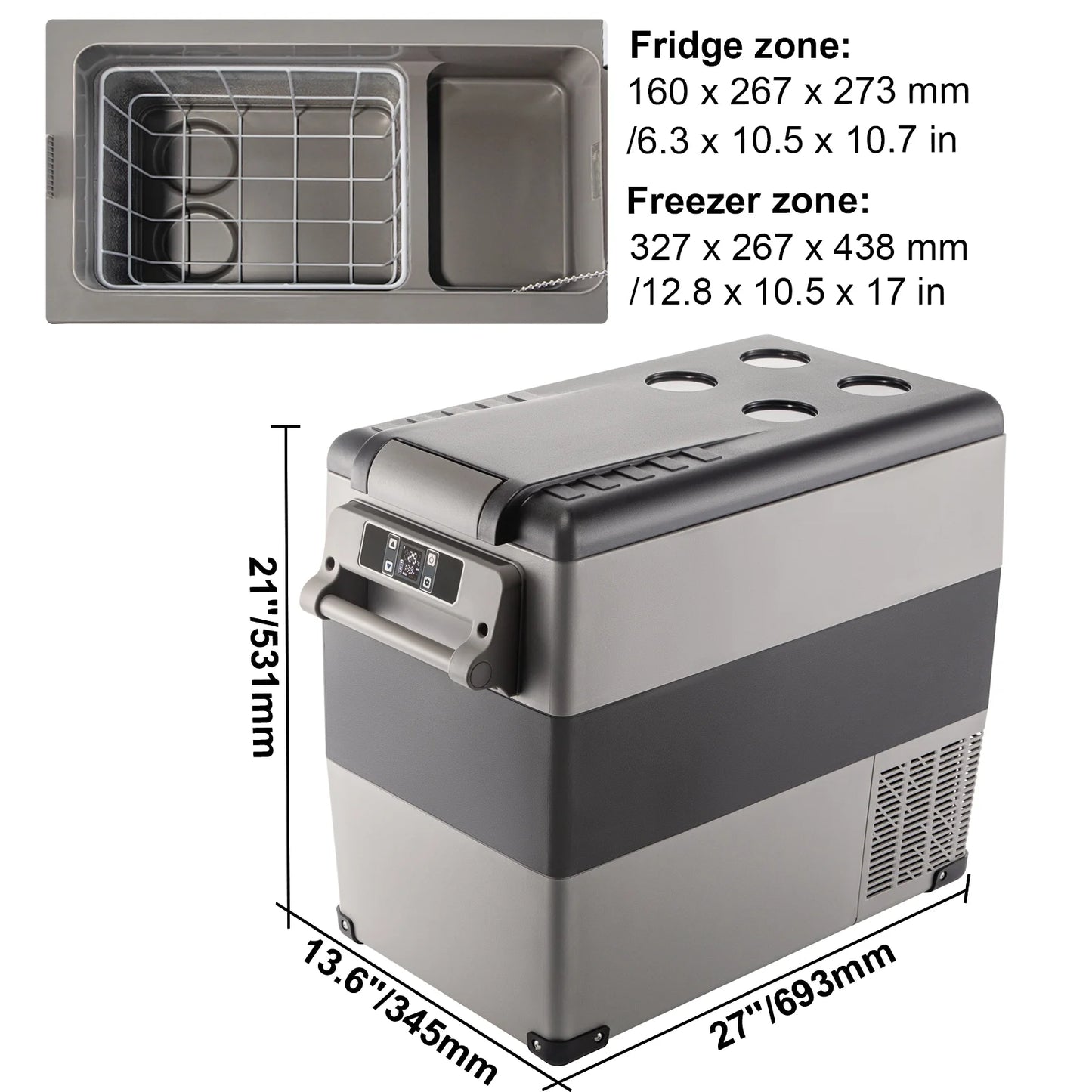 BENTISM 22L Portable Car Refrigerator, 23 Quart RV Fridge, 12/24V DC & 110-240V AC Vehicle Car Truck Boat Mini Electric Cooler for Driving Travel Fishing Outdoor and Home Use