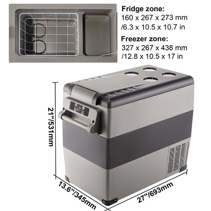 BENTISM 22L Portable Car Refrigerator, 23 Quart RV Fridge, 12/24V DC & 110-240V AC Vehicle Car Truck Boat Mini Electric Cooler for Driving Travel Fishing Outdoor and Home Use