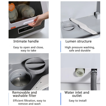 Autrinix Portable Dishwasher with 99.9% Sterilization, 3 Wash Modes & Water-saving Function, Compact Design, Perfect for Apartments & Small Kitchens