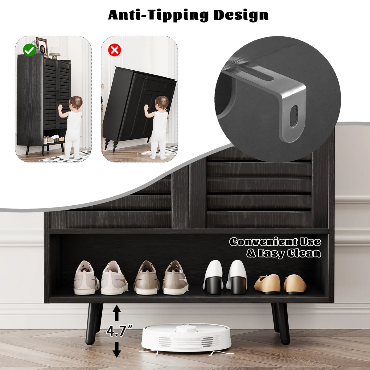 Shoe Cabinet with Doors,7-Tier Modern Shoe Storage Cabinet with Adjustable Shelves,50" Large Wooden Shoe Cabinet Storage for Entryway Front Door Hallway Living Room,White