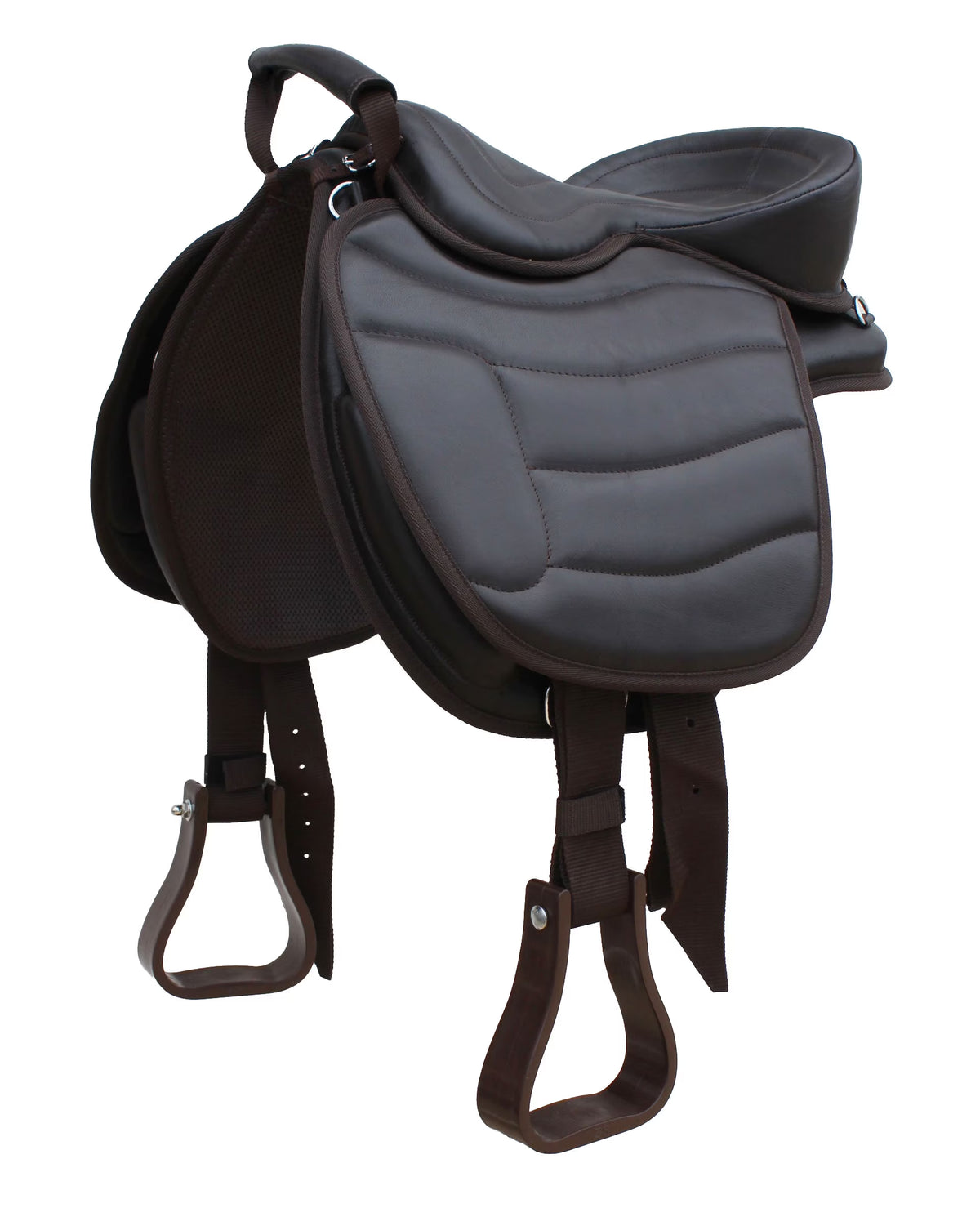15" Western Horse Bareback Treeless Leather Saddle Pleasure Trail Riding 49103BK