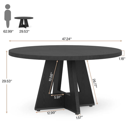 Tribesigns Round Dining Table for 4, Grey Kitchen Table 47 Inch Farmhouse Wood Kitchen Dinning Table for Kitchen Living Room