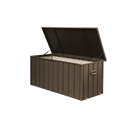 150 Gallon Outdoor Waterproof Storage Deck Box with Portable Side Handles and Moving Roller, Large Patio Storage Lockable for Outside Cushions, Throw Pillows, Garden Tools, Dark Gray
