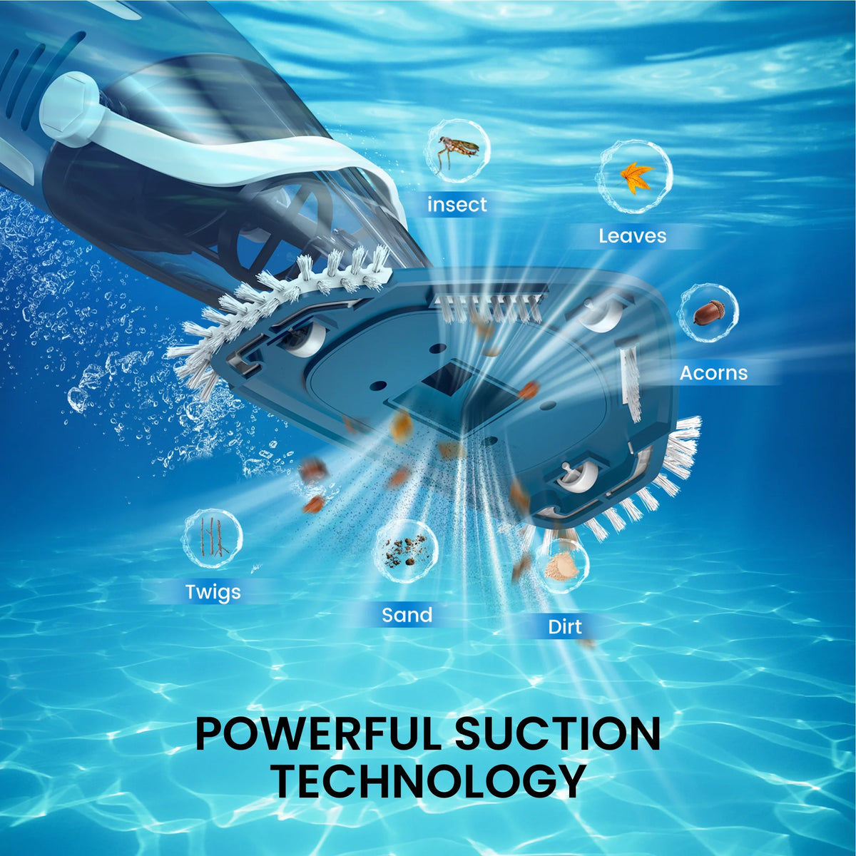 Cordless Pool Vacuum Cleaner, Handheld Pool Vacuum with 80-Minute Runtime for Above & In-Ground Pools, Spas and Hot Tubs, Strong Suction Power, Fast Charging