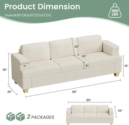 Techmilly Sofa,Comfort Modern Sofa,Extra Deep Seat,3 Seater,Living Room Apartment Lounge Sofa, Corduroy