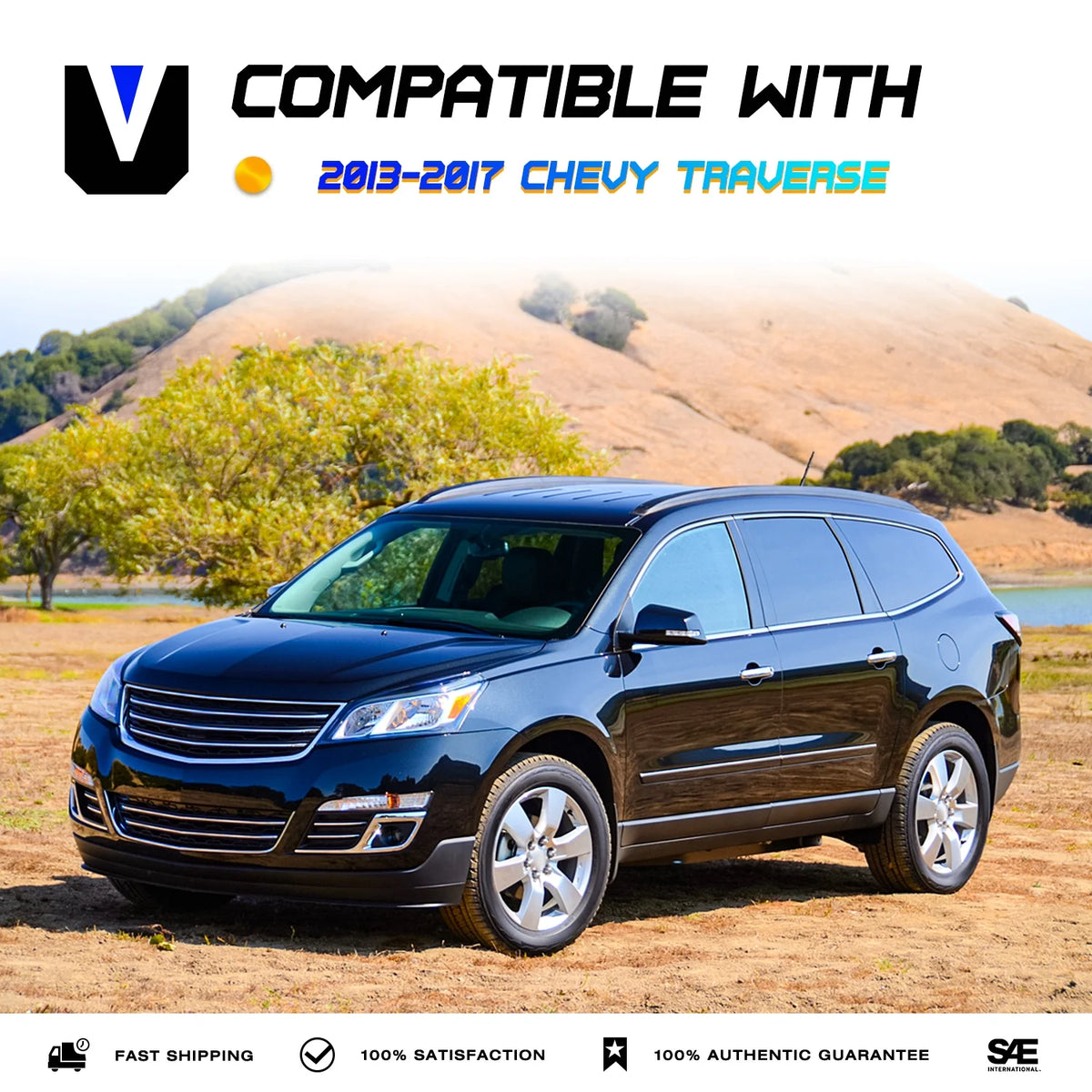 Headlights For 2013-2017 Chevy Traverse Chrome Factory Style Headlamps LH+RH Set