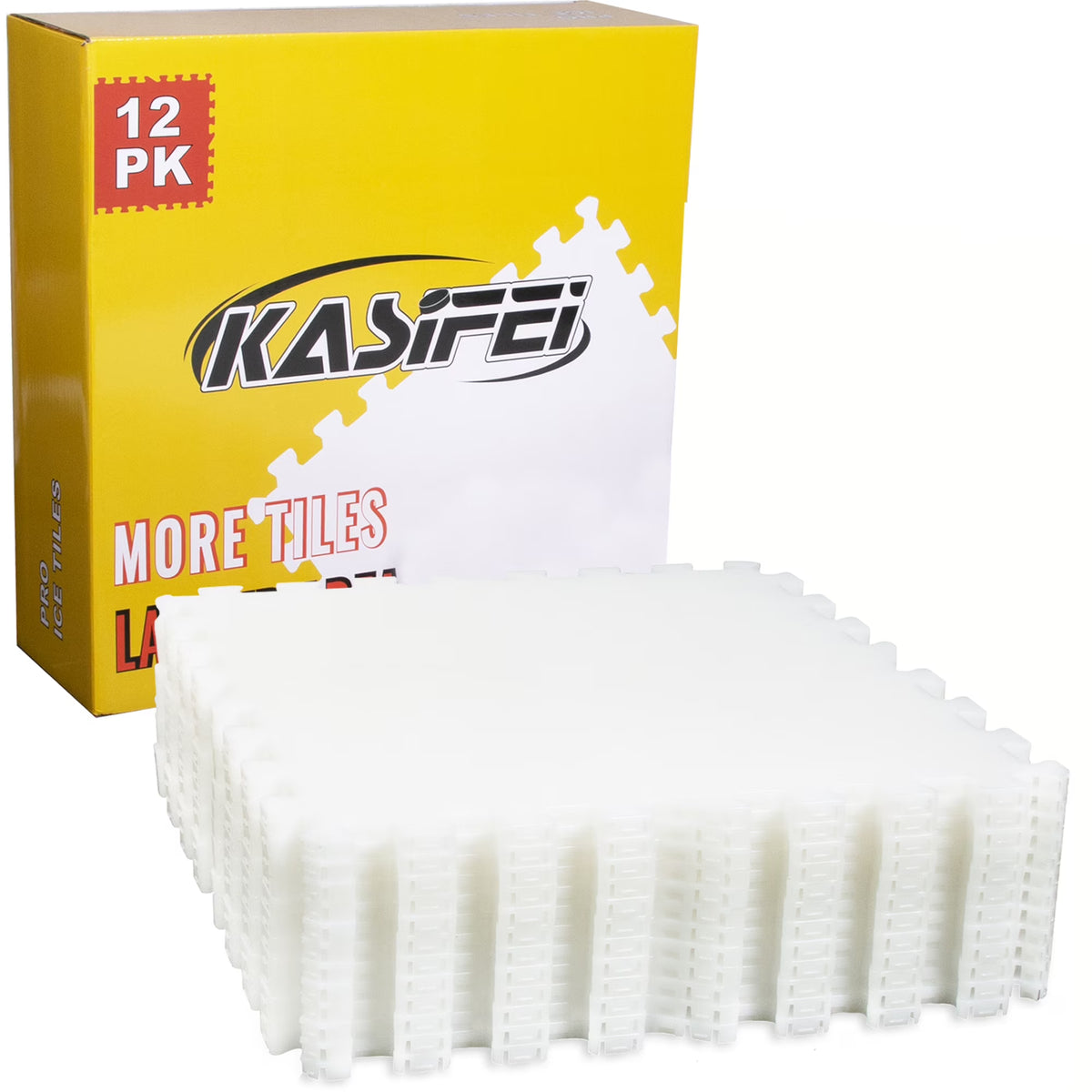 kasifei Hockey Synthetic Ice Tiles, 12 Pack 18" x 18" Hockey Flooring Tiles, Expandable Hockey Training Surface, Easy to Assemble