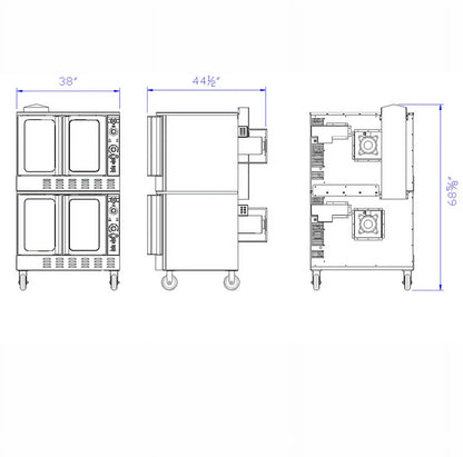 38 in. Commercial Double Deck Electric Convection Oven 240V 1P, Double Door, Extra Large Capacity