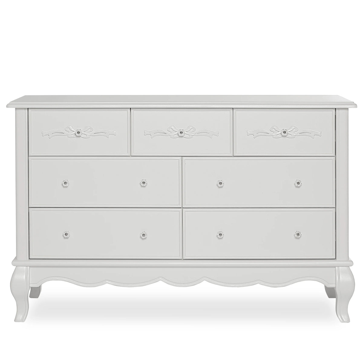 Evolur Aurora 7-Drawer Double Dresser in Ivory Lace, Spacious Drawers