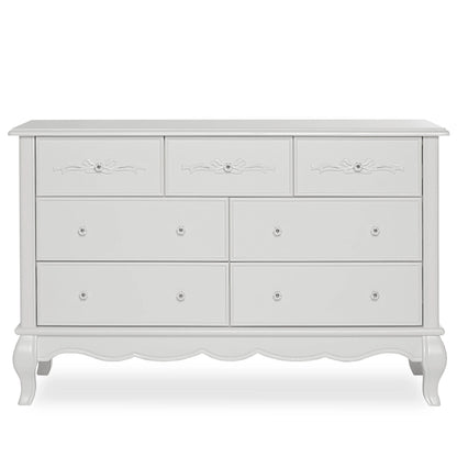 Evolur Aurora 7-Drawer Double Dresser in Ivory Lace, Spacious Drawers