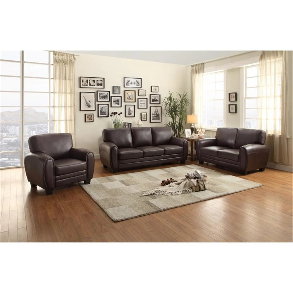 Pemberly Row 19" Contemporary Faux Leather Upholstered Sofa in Black