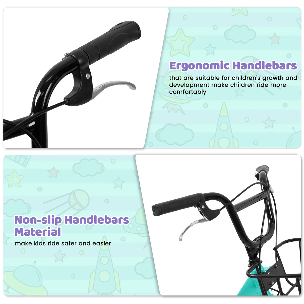 20 Inch Kids Bike for Boys Girls, 1 Speed Children Bicycle with Basket, Rear Seat, Chain Guard, Coaster Brake and V-Brake, Steel Frame Kids Bike for Ages 6-12 Years Old Birthday Gift, Purple