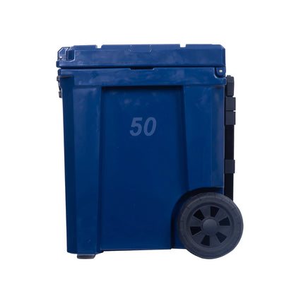 Camp-Zero 50 - 52 Qt. Premium Chest Cooler with Easy-Roll Wheels Navy Blue