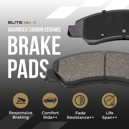 Max Advanced Brakes - Brake Kit for 2006-2011 2012 2013-2018 Dodge Ram 1500 5 Lug 2007-2009 Dodge Durango Front Replacement Cross Drilled Disc Brake Rotors and Ceramic Brake Pads
