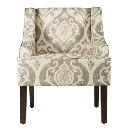 HomePop Classic Swoop Accent Chair - Blue and White Damask