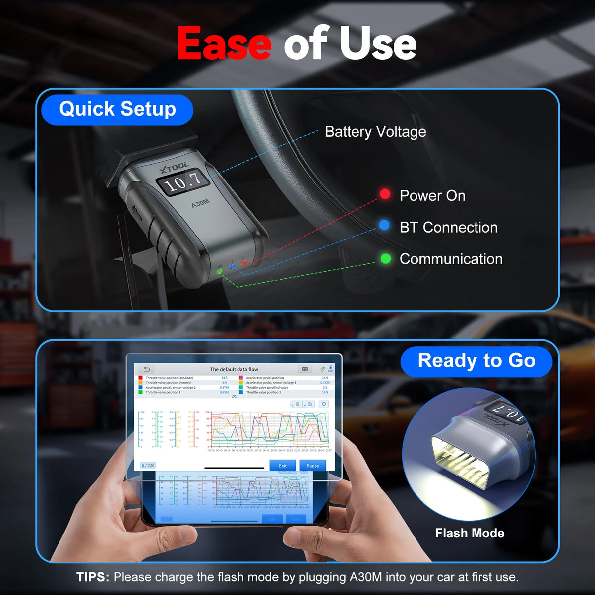 Wireless OBD2 Scanner XTOOL Anyscan A30M v2.0 Bluetooth Bidirectional Scan Tool Engine Code Reader 26 Resets Crank Relearn Free Updates