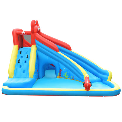 Costway Inflatable Water Slide Crab Dual Slide Bounce House Splash Pool with 950W Blower