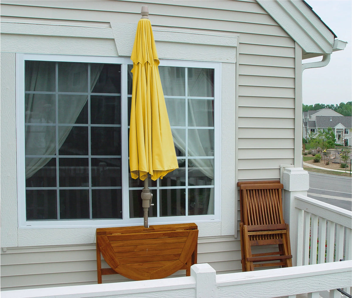 OFF-THE-WALL BRELLA Sunbrella Half Umbrella, 9'-Width, Teak Canopy
