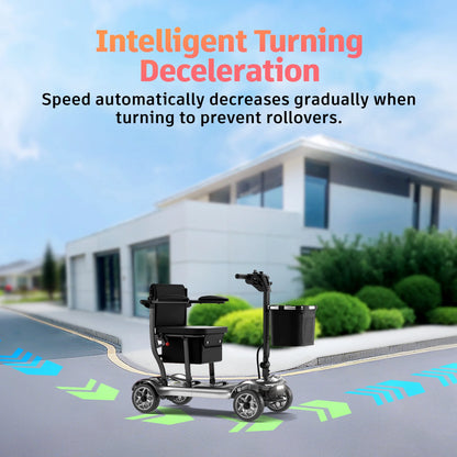 EAGLOG Light Weight 4 Wheels Mobility Scooter for Seniors, Electric Folding Wheelchair Device for Travel, Black