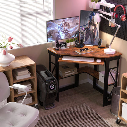 Brown Triangle Corner Desk, Office/Computer/Writing Desk for Student Apartments