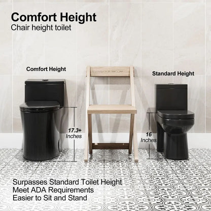 HOROW Compact One Piece Toilet with Comfort Seat ADA Height 17.3" Elongated Dual Flush 0.8/1.28 GPF