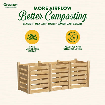 Greenes Fence Cedar Wood Composter 24" x 24" x 31", 77.3 gal.