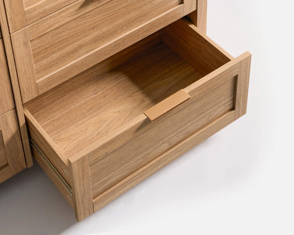 ARKANTOS Wooden 6 Drawer Double Dressers, Wide Chests of Drawers for Bedroom, Natural Oak