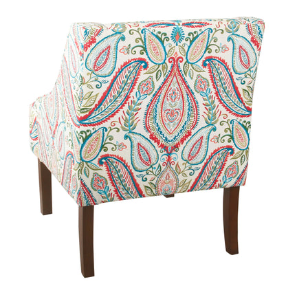 HomePop Classic Swoop Accent Chair - Blue and White Damask